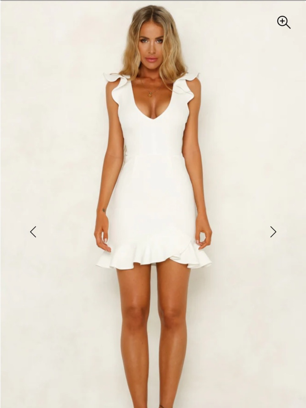 Hello Molly Ivory Ruffle V-Neck Mini Dress